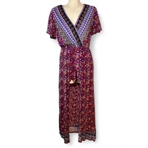 Angie Boho Floral High Low Maxi Dress with Built In Shorts -Medium NWT
